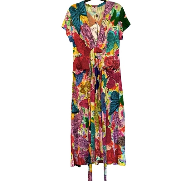 New Ultrachic wrap dress floral Chinese dragon butterfly print limited edition - Picture 4 of 16